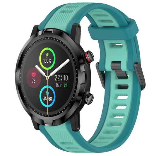 For Xiaomi Haylou RT LS05S 22mm Two Color Textured Silicone Watch Band(Teal) - Watch Bands by PMC Jewellery | Online Shopping South Africa | PMC Jewellery