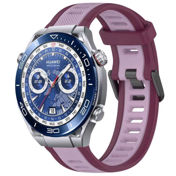 For Huawei Watch Ultimate 22mm Two Color Textured Silicone Watch Band(Purple) - Watch Bands by PMC Jewellery | Online Shopping South Africa | PMC Jewellery