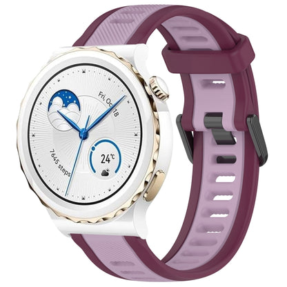 For Huawei Watch GT3 Pro 43mm 20mm Two Color Textured Silicone Watch Band(Purple) - Watch Bands by PMC Jewellery | Online Shopping South Africa | PMC Jewellery