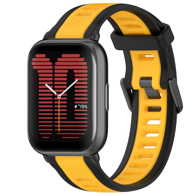 For Amazfit Active 20mm Two-Color Textured Silicone Watch Band(Yellow+Black) - Watch Bands by PMC Jewellery | Online Shopping South Africa | PMC Jewellery