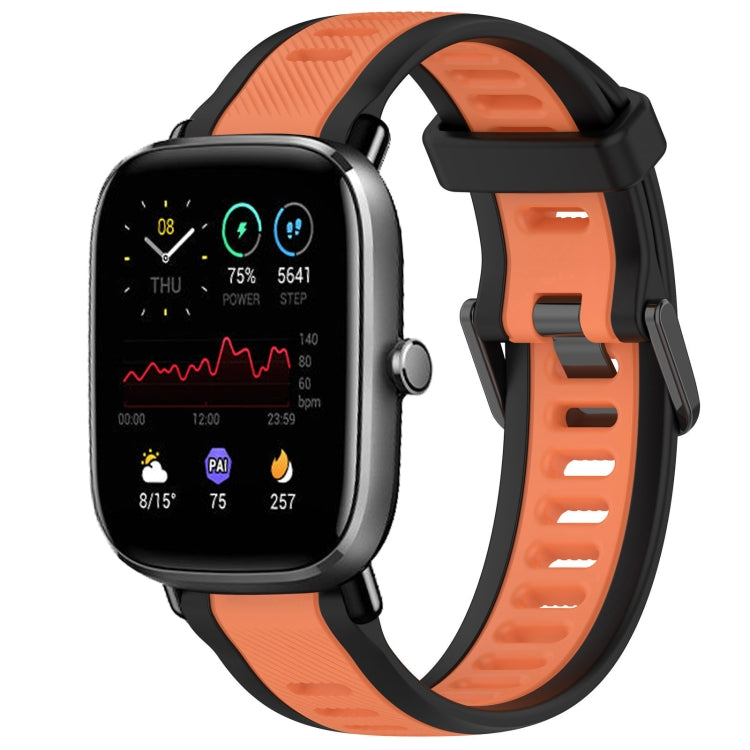 For Amazfit GTS 4 Mini 20mm Two-Color Textured Silicone Watch Band(Orange+Black) - Watch Bands by PMC Jewellery | Online Shopping South Africa | PMC Jewellery