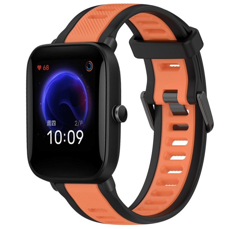 For Amazfit Pop 20mm Two-Color Textured Silicone Watch Band(Orange+Black) - Watch Bands by PMC Jewellery | Online Shopping South Africa | PMC Jewellery