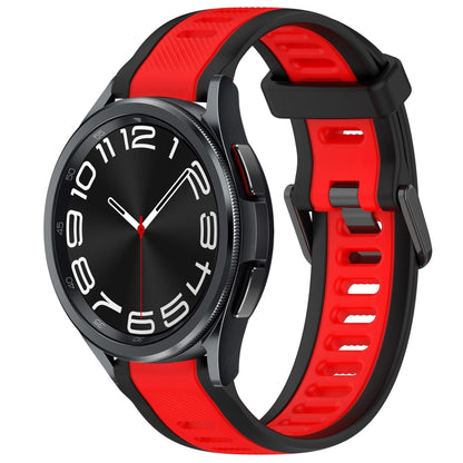 For Samsung Galaxy Watch 6 Classic 43mm 20mm Two Color Textured Silicone Watch Band(Red+Black) - Watch Bands by PMC Jewellery | Online Shopping South Africa | PMC Jewellery