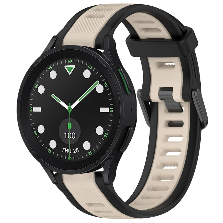 For Samsung Galaxy watch 5 Pro Golf Edition 20mm Two Color Textured Silicone Watch Band(Starlight + Black) - Watch Bands by PMC Jewellery | Online Shopping South Africa | PMC Jewellery