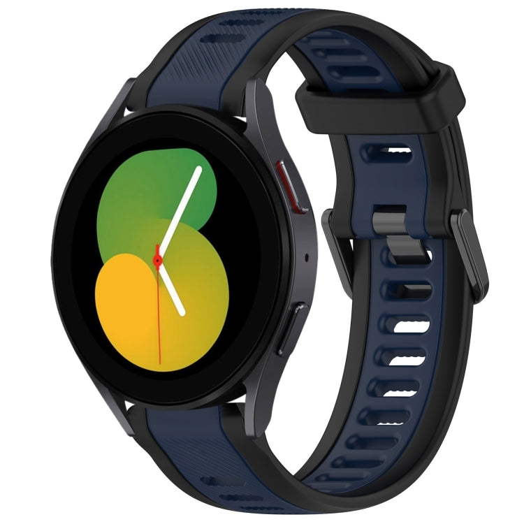 For Samsung Galaxy Watch 5  44mm 20mm Two Color Textured Silicone Watch Band(Midnight Blue+Black) - Watch Bands by PMC Jewellery | Online Shopping South Africa | PMC Jewellery