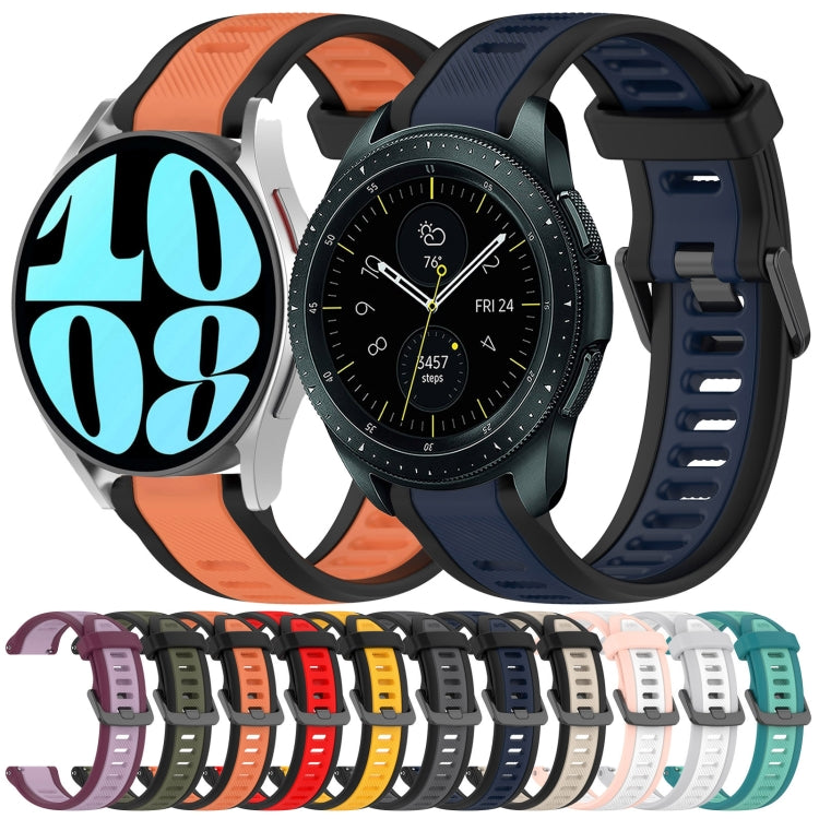 For Samsung  Galaxy Watch 4 Classic 46mm 20mm Two Color Textured Silicone Watch Band(Yellow+Black) - Watch Bands by PMC Jewellery | Online Shopping South Africa | PMC Jewellery