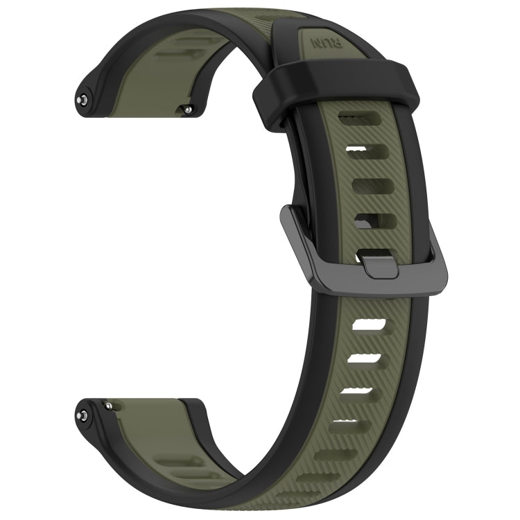 For Garmin Forerunner 165 20mm Two Color Textured Silicone Watch Band(Green+Black) - Watch Bands by PMC TechLife | Online Shopping South Africa | PMC TechLife