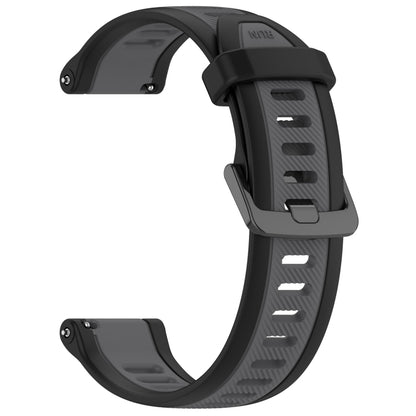 For Garmin Forerunner 165 Music 20mm Two Color Textured Silicone Watch Band(Grey+Black) - Watch Bands by PMC Jewellery | Online Shopping South Africa | PMC Jewellery