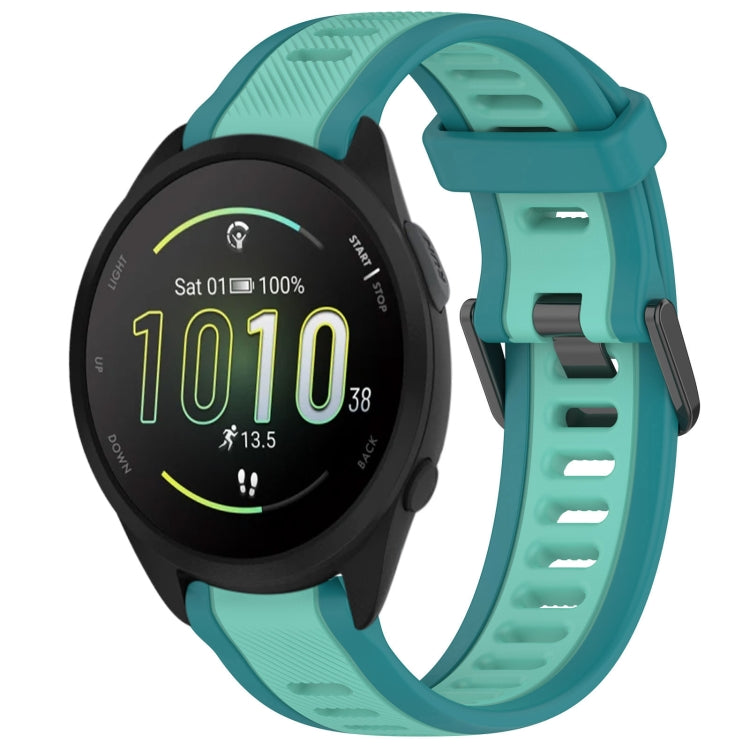 For Garmin Forerunner 165 Music 20mm Two Color Textured Silicone Watch Band(Teal) - Watch Bands by PMC Jewellery | Online Shopping South Africa | PMC Jewellery