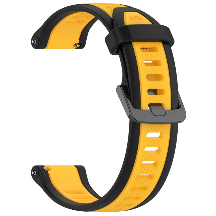 For Garmin VivoMove Trend 20mm Two Color Textured Silicone Watch Band(Yellow+Black) - Watch Bands by PMC Jewellery | Online Shopping South Africa | PMC Jewellery