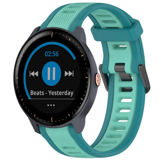 For Garmin Vivoactive3 Music 20mm Two Color Textured Silicone Watch Band(Teal) - Watch Bands by PMC Jewellery | Online Shopping South Africa | PMC Jewellery