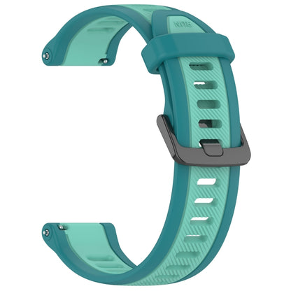 For Garmin Forerunner Sq2 / Sq2 Music 20mm Two Color Textured Silicone Watch Band(Teal) - Watch Bands by PMC Jewellery | Online Shopping South Africa | PMC Jewellery