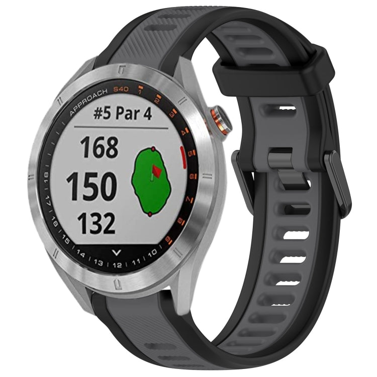 For Garmin Approach S40 20mm Two Color Textured Silicone Watch Band(Grey+Black) - Watch Bands by PMC TechLife | Online Shopping South Africa | PMC TechLife