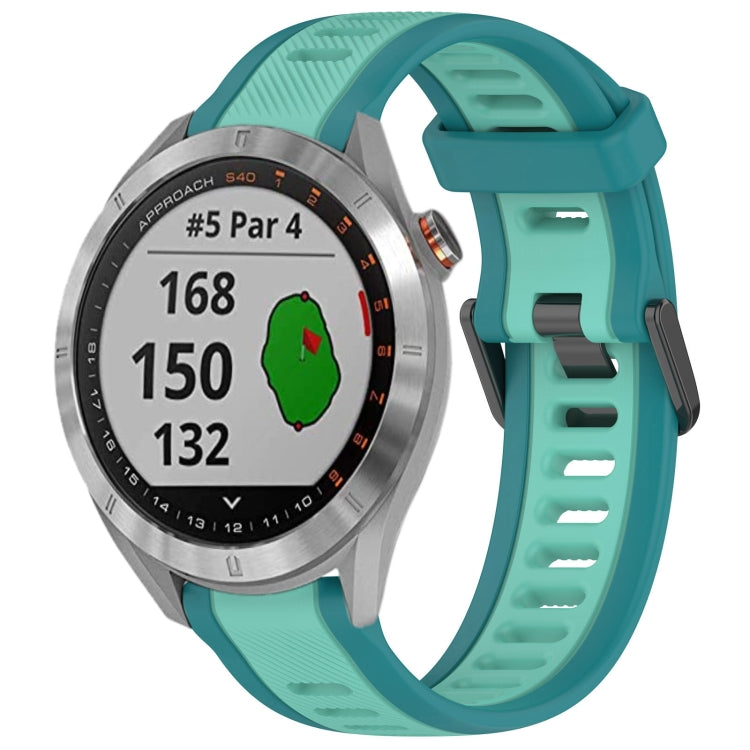 For Garmin Approach S40 20mm Two Color Textured Silicone Watch Band(Teal) - Watch Bands by PMC Jewellery | Online Shopping South Africa | PMC Jewellery
