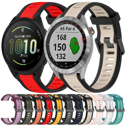 For Garmin Forerunner 165 Music 20mm Two Color Textured Silicone Watch Band(Starlight + Black) - Watch Bands by PMC Jewellery | Online Shopping South Africa | PMC Jewellery