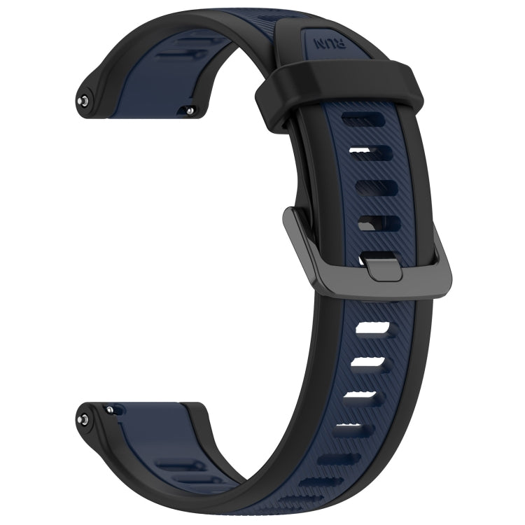 For Garmin Active S 18mm Two Color Textured Silicone Watch Band(Midnight Blue+Black) - Watch Bands by PMC Jewellery | Online Shopping South Africa | PMC Jewellery