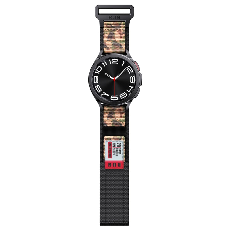 22mm Two Color Nylon Canvas Hook And Loop Fastener Watch Band(Black+Camouflage) - 22mm Bands by PMC TechLife | Online Shopping South Africa | PMC TechLife