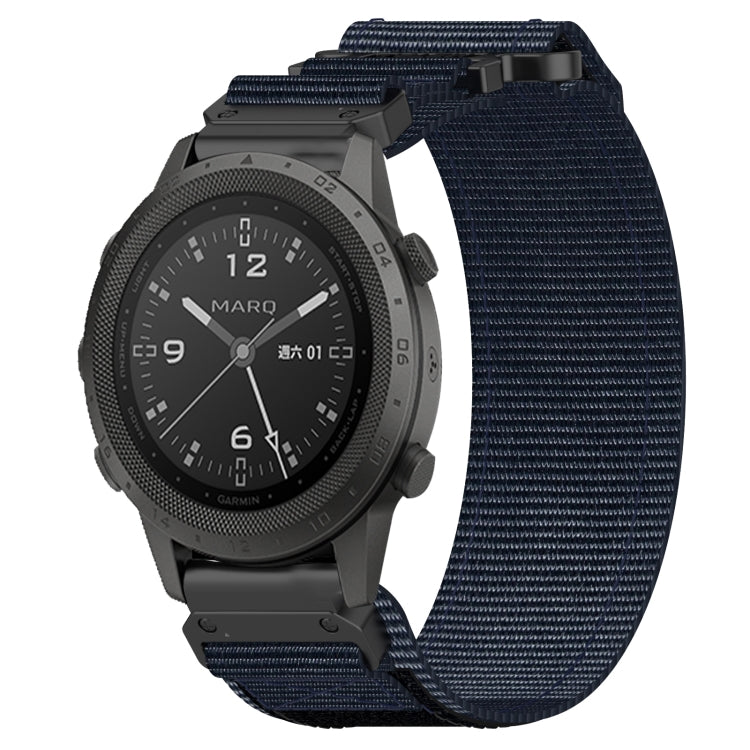 For Garmin MARQ Commander 22mm Nylon Hook And Loop Fastener Watch Band(Blue) - Watch Bands by PMC TechLife | Online Shopping South Africa | PMC TechLife