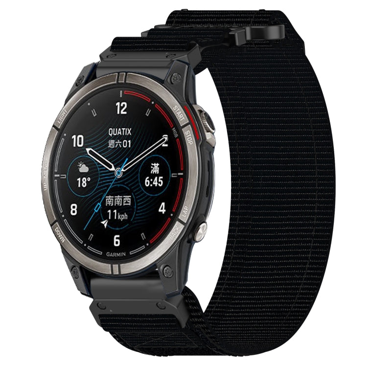 For Garmin Quatix 7 Pro 22mm Nylon Hook And Loop Fastener Watch Band(Black) - Watch Bands by PMC TechLife | Online Shopping South Africa | PMC TechLife