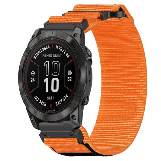 For Garmin Fenix 7 Pro 47mm 22mm Nylon Hook And Loop Fastener Watch Band(Orange) - Watch Bands by PMC Jewellery | Online Shopping South Africa | PMC Jewellery