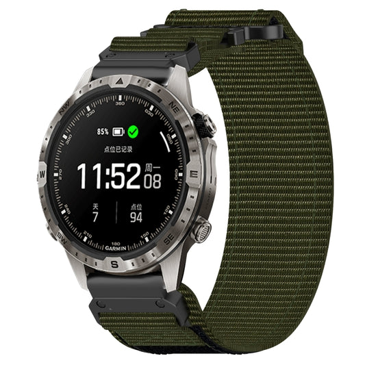 For Garmin MARQ Adventurer Gen 2 22mm Nylon Hook And Loop Fastener Watch Band(Army Green) - Watch Bands by PMC Jewellery | Online Shopping South Africa | PMC Jewellery