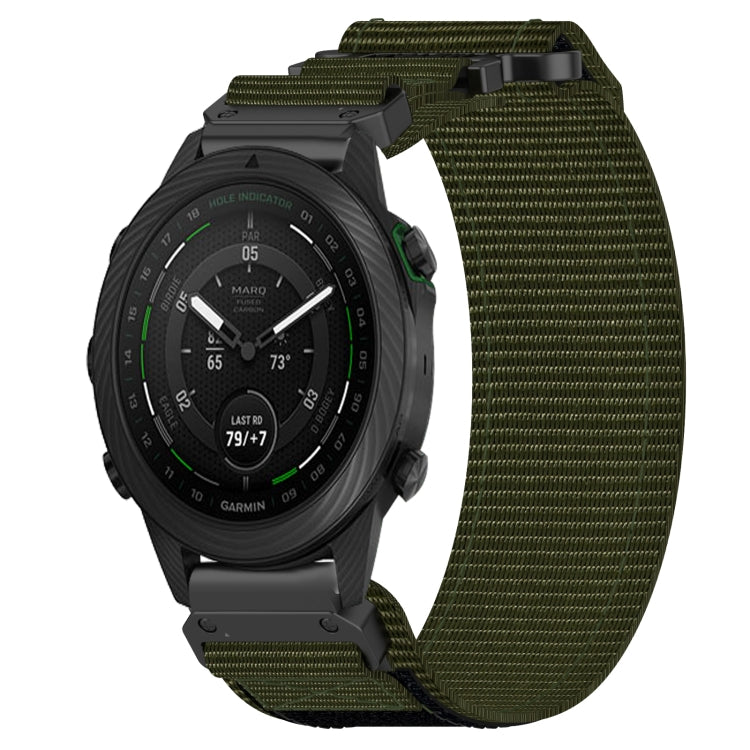For Garmin MARQ Golfer Gen 2 22mm Nylon Hook And Loop Fastener Watch Band(Army Green) - Watch Bands by PMC Jewellery | Online Shopping South Africa | PMC Jewellery