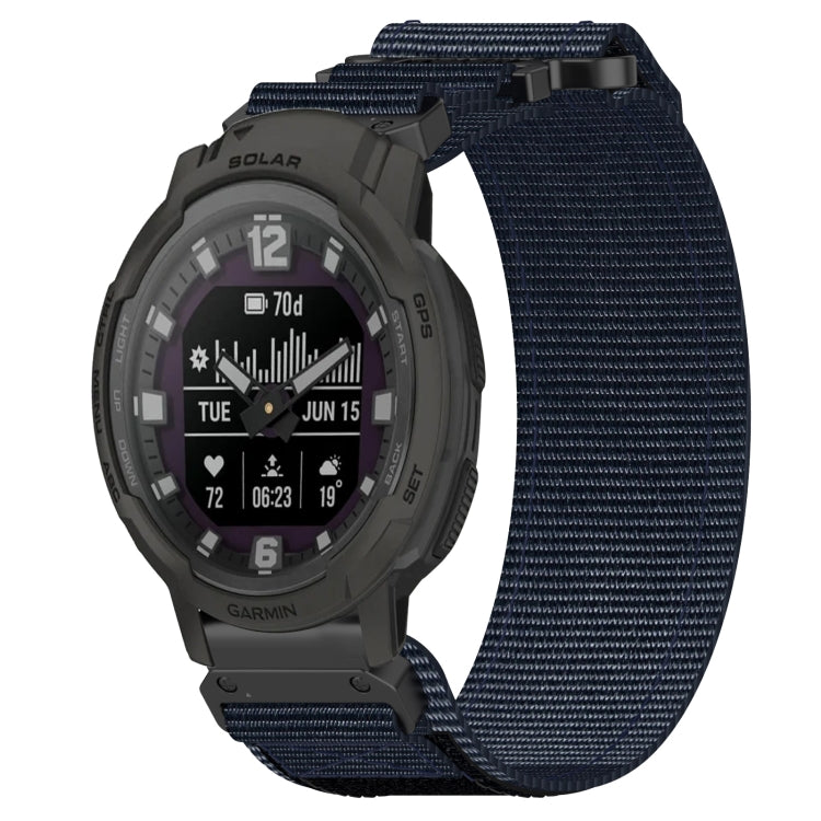 For Garmin Instinct Crossover Solar 22mm Nylon Hook And Loop Fastener Watch Band(Blue) - Watch Bands by PMC TechLife | Online Shopping South Africa | PMC TechLife