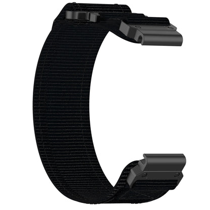 For Garmin Quatix 5 22mm Nylon Hook And Loop Fastener Watch Band(Black) - Watch Bands by PMC Jewellery | Online Shopping South Africa | PMC Jewellery