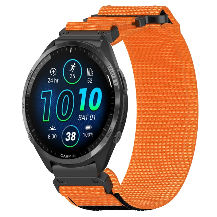 For Garmin Forerunner 965 22mm Nylon Hook And Loop Fastener Watch Band(Orange) - Watch Bands by PMC Jewellery | Online Shopping South Africa | PMC Jewellery