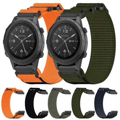 For Garmin Fenix 7 Pro 47mm 22mm Nylon Hook And Loop Fastener Watch Band(Army Green) - Watch Bands by PMC Jewellery | Online Shopping South Africa | PMC Jewellery