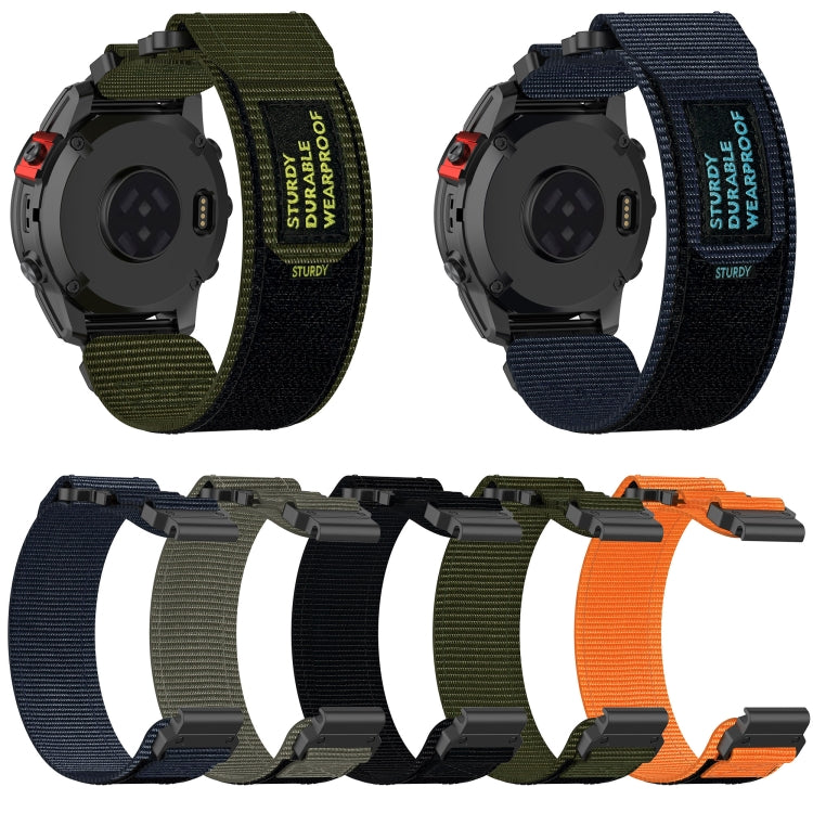 For Garmin Fenix 5 22mm Nylon Hook And Loop Fastener Watch Band(Black) - Watch Bands by PMC Jewellery | Online Shopping South Africa | PMC Jewellery