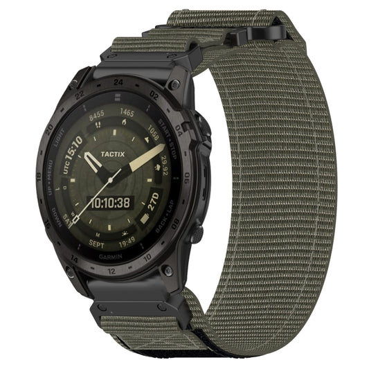 For Garmin Tactix 7 AMOLED 26mm Nylon Hook And Loop Fastener Watch Band(Grey) - Watch Bands by PMC Jewellery | Online Shopping South Africa | PMC Jewellery