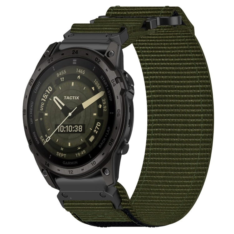 For Garmin Tactix 7 AMOLED 26mm Nylon Hook And Loop Fastener Watch Band(Army Green) - Watch Bands by PMC Jewellery | Online Shopping South Africa | PMC Jewellery