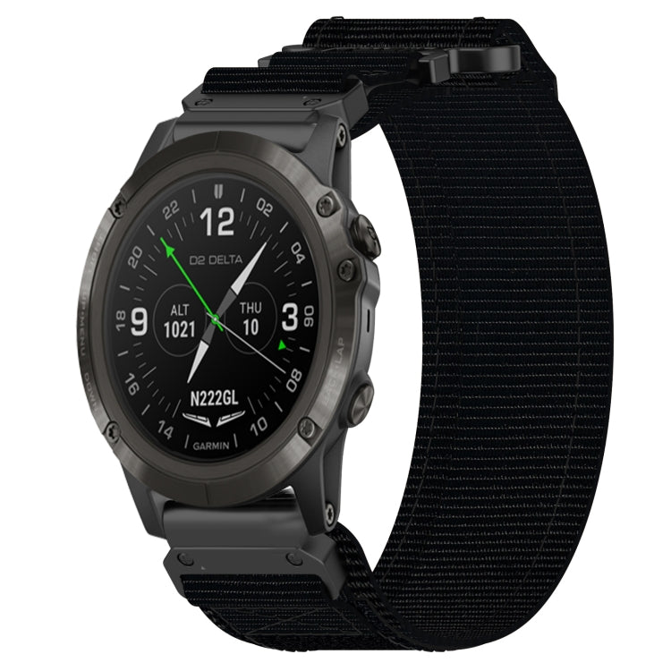 For Garmin D2 Delta PX 26mm Nylon Hook And Loop Fastener Watch Band(Black) - Watch Bands by PMC TechLife | Online Shopping South Africa | PMC TechLife
