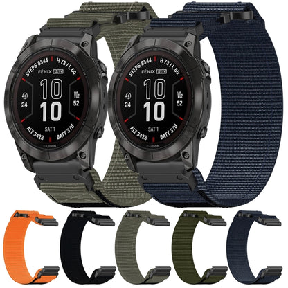 For Garmin Descent MK 1 26mm Nylon Hook And Loop Fastener Watch Band(Grey) - Watch Bands by PMC Jewellery | Online Shopping South Africa | PMC Jewellery
