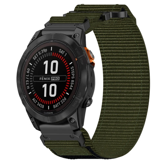For Garmin Fenix 7S 20mm Nylon Hook And Loop Fastener Watch Band(Army Green) - Watch Bands by PMC Jewellery | Online Shopping South Africa | PMC Jewellery
