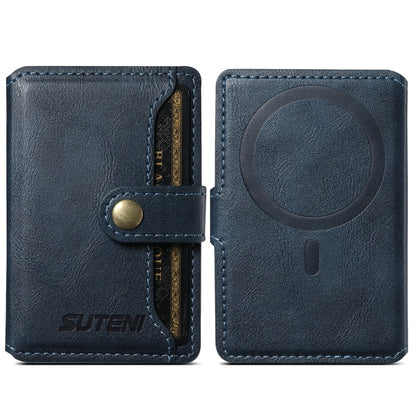 Suteni S2 Phone Magnetic Card Case Card Sleeve MagSafe Magnetic Coil PU Leather(Blue) - Others Accessories by Suteni | Online Shopping South Africa | PMC Jewellery | Buy Now Pay Later Mobicred