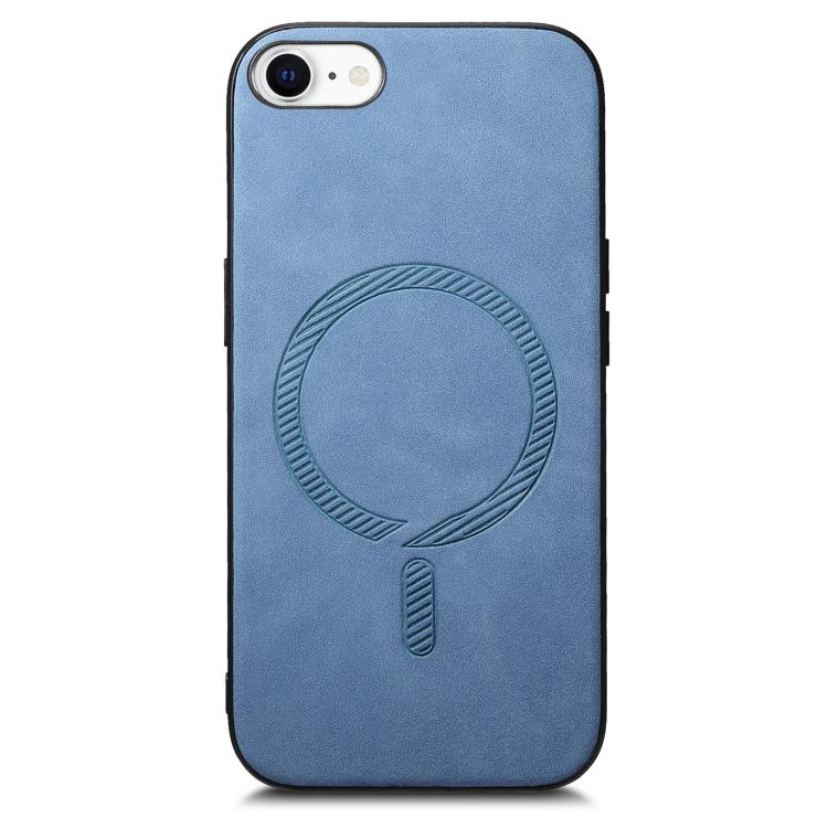 For iPhone 16e Solid Color Retro Magsafe PU Back Cover Phone Case(Blue) - iPhone 16e Cases by PMC TechLife | Online Shopping South Africa | PMC TechLife | Buy Now Pay Later Mobicred