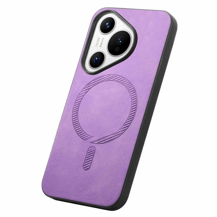 For Huawei Pura 70 Pro+ Solid Color Retro Magsafe PU Back Cover Phone Case(Purple) - Huawei Cases by PMC Jewellery | Online Shopping South Africa | PMC Jewellery | Buy Now Pay Later Mobicred