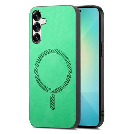 For Samsung Galaxy S25+ 5G Solid Color Retro Magsafe PU Back Cover Phone Case(Green) - Galaxy S25+ 5G Cases by PMC Jewellery | Online Shopping South Africa | PMC Jewellery | Buy Now Pay Later Mobicred