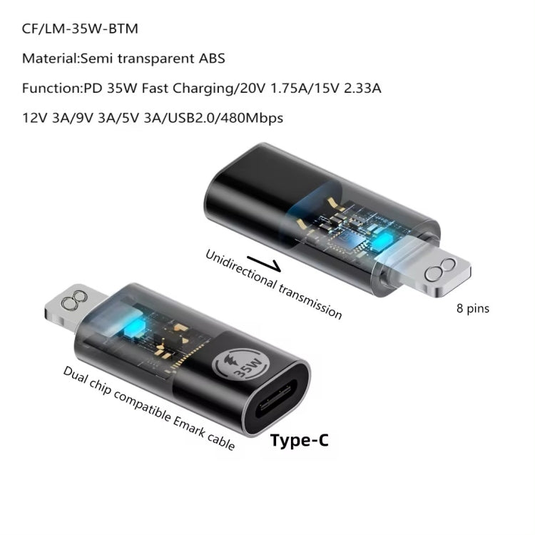 Type-C Male to 8 Pin Female 35W Data Transmission Charging Converter Adapter - Converter & Adapter by PMC Jewellery | Online Shopping South Africa | PMC Jewellery | Buy Now Pay Later Mobicred