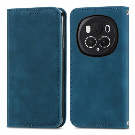 For Honor Magic6 Pro Retro Skin Feel Magnetic Flip Leather Phone Case(Blue) - Honor Cases by PMC Jewellery | Online Shopping South Africa | PMC Jewellery | Buy Now Pay Later Mobicred