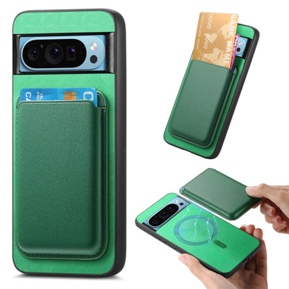 For Google Pixel 9 Retro Magsafe Card Bag PU Back Cover Phone Case(Green) - Google Cases by PMC Jewellery | Online Shopping South Africa | PMC Jewellery | Buy Now Pay Later Mobicred