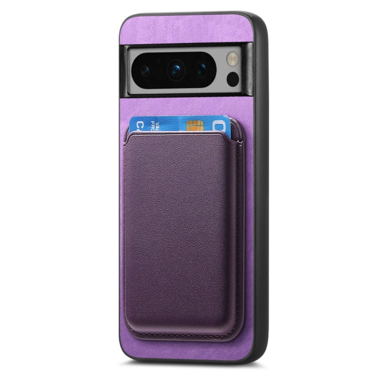 For Google Pixel 9 Pro Retro Magsafe Card Bag PU Back Cover Phone Case(Purple) - Google Cases by PMC Jewellery | Online Shopping South Africa | PMC Jewellery | Buy Now Pay Later Mobicred