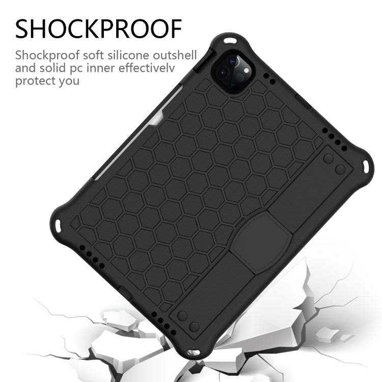 For iPad Air 11 2025 / 2024 Honeycomb EVA Hybrid PC Tablet Case with Strap(Black+Black) - iPad Air 11 2025 / 2024 Cases by PMC TechLife | Online Shopping South Africa | PMC TechLife | Buy Now Pay Later Mobicred