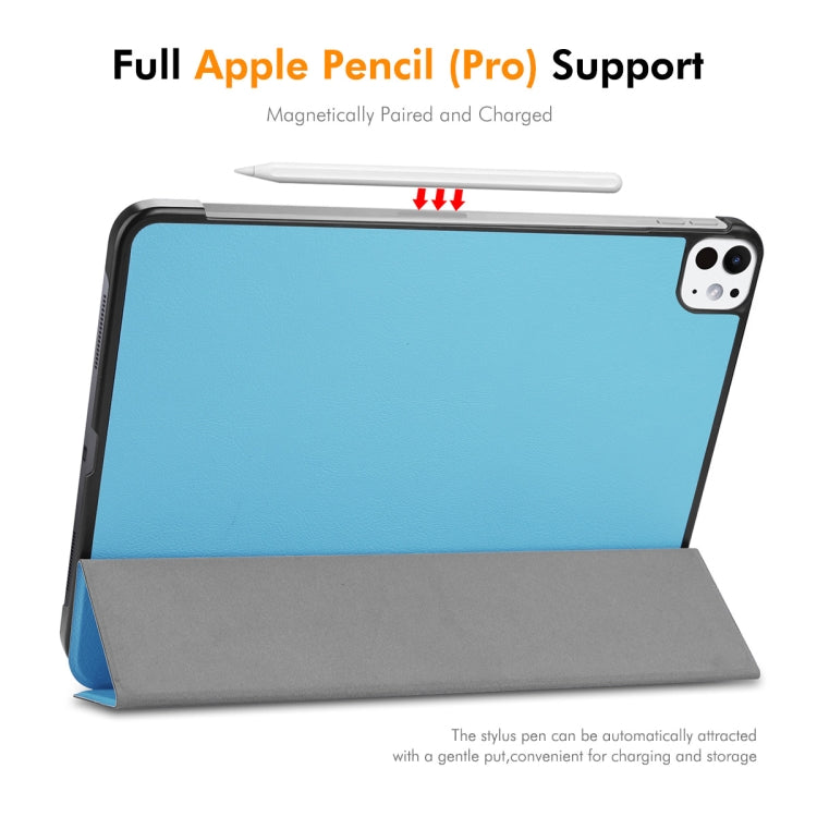 For iPad Pro 11 2024 ENKAY Tri-fold Custer Texture Platic Leather Smart Tablet Case(Grey) - iPad Pro 11 2024 Cases by ENKAY | Online Shopping South Africa | PMC TechLife | Buy Now Pay Later Mobicred