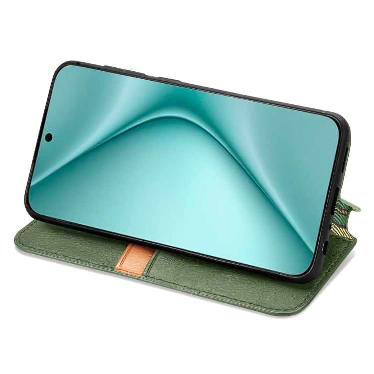 For Huawei Pura 70 Cubic Grid Pressed Magnetic Leather Phone Case(Green) - Huawei Cases by PMC Jewellery | Online Shopping South Africa | PMC Jewellery | Buy Now Pay Later Mobicred