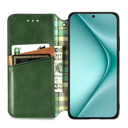 For Huawei Pura 70 Pro+ Cubic Grid Pressed Magnetic Leather Phone Case(Green) - Huawei Cases by PMC Jewellery | Online Shopping South Africa | PMC Jewellery | Buy Now Pay Later Mobicred