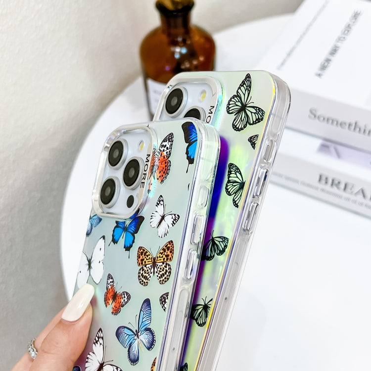 For iPhone 16 Plus Electroplating Laser Butterfly Phone Case with Wrist Strap(Color Butterflies AB1) - iPhone 16 Plus Cases by PMC Jewellery | Online Shopping South Africa | PMC Jewellery | Buy Now Pay Later Mobicred