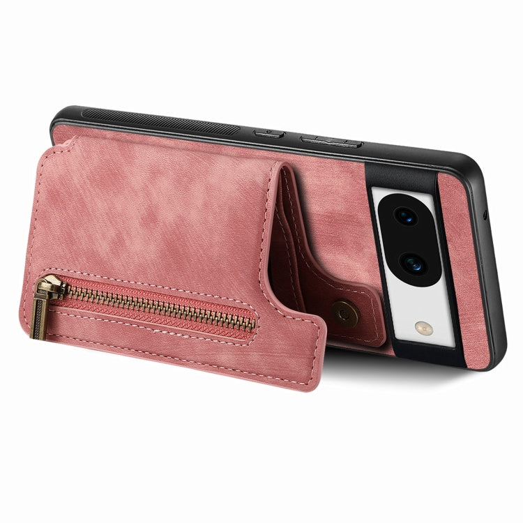 For Google Pixel 9 Pro XL Retro Leather Zipper Wallet Back Phone Case(Pink) - Google Cases by PMC Jewellery | Online Shopping South Africa | PMC Jewellery | Buy Now Pay Later Mobicred